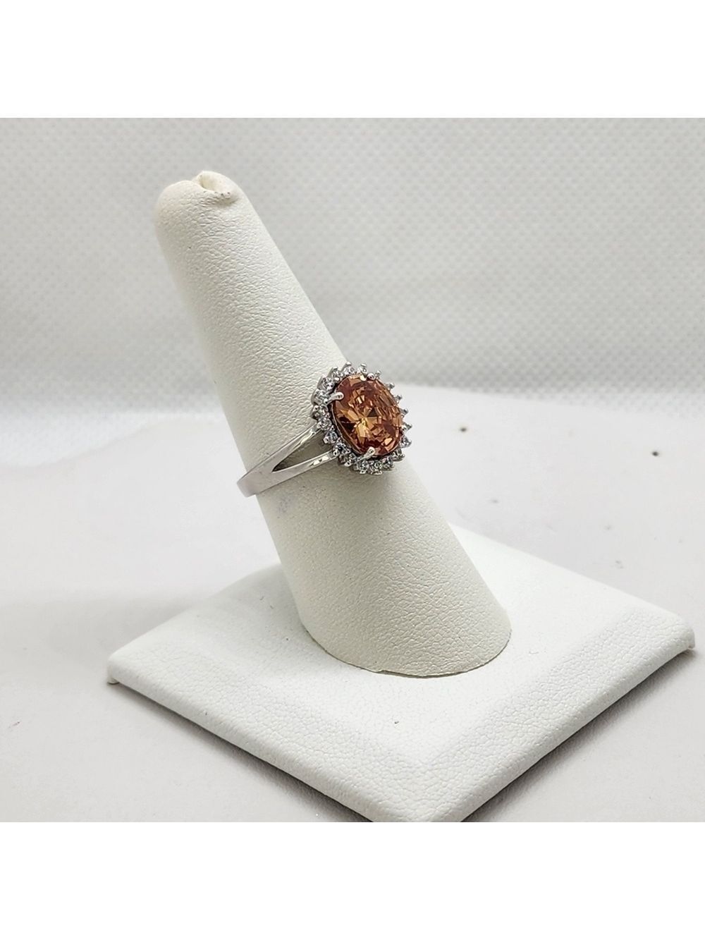 Brand New Sterling Silver 925 Orange Oval Gemstone Ring
